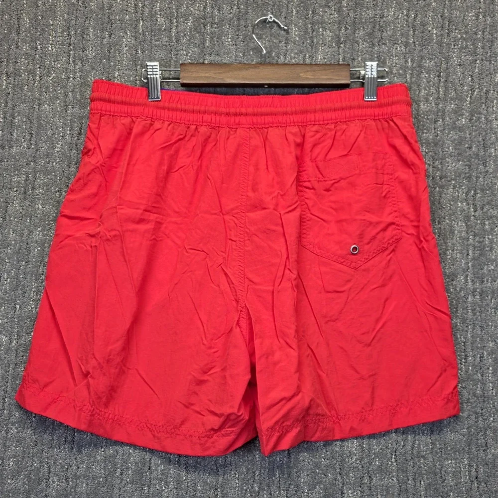 Vintage Polo Ralph Lauren Swim Trunks Men Large Red Nylon Pony Volley Shorts 90s
